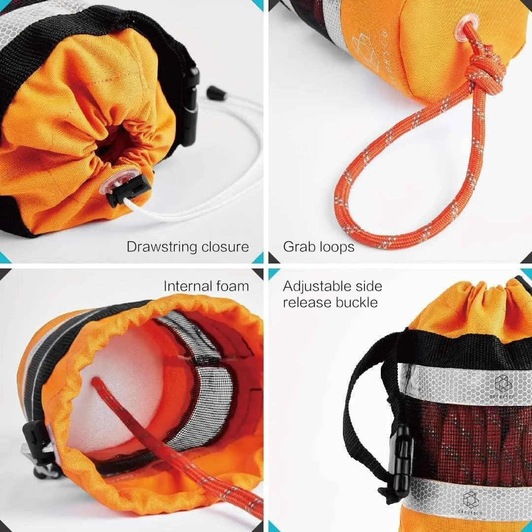 Obcursco Throw Bags for Water Rescue with Reflective Throw Rope, Floating Bag for Kayaking, Whitewater Boating, Rafting, Ice Fishing, Swimming (50ft-98ft)