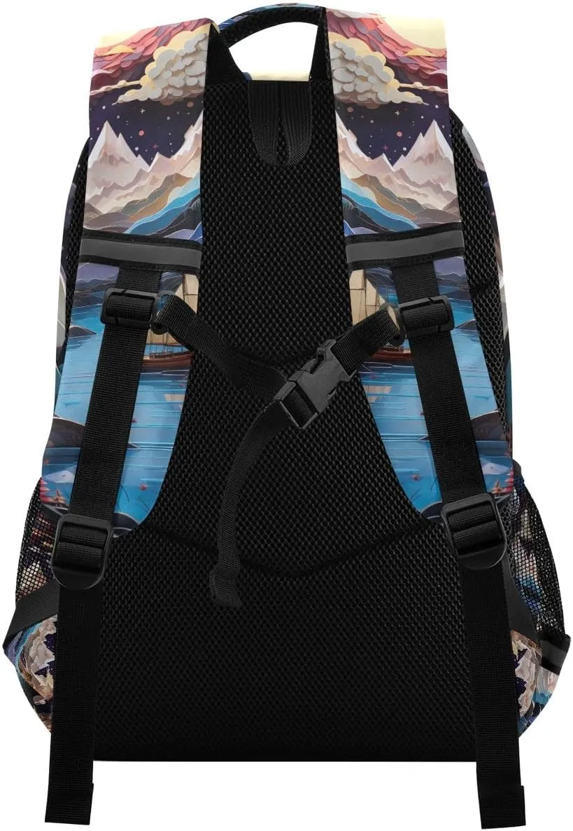 ODAWA Lake Oriental Mountains School Backpack for Boys 8 to 10 Years Old, Kids Backpack Purses for Girls 10-12