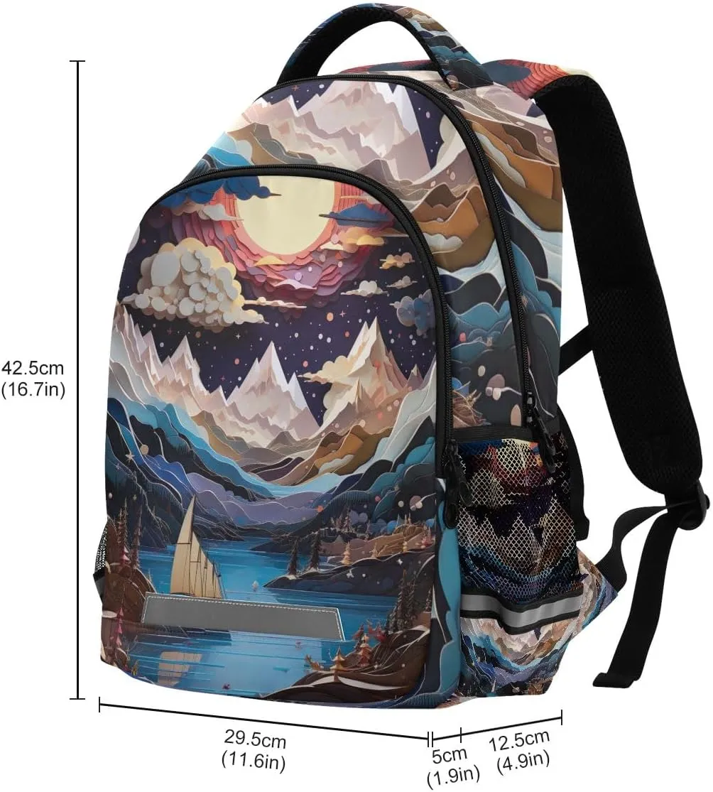 ODAWA Lake Oriental Mountains School Backpack for Boys 8 to 10 Years Old, Kids Backpack Purses for Girls 10-12