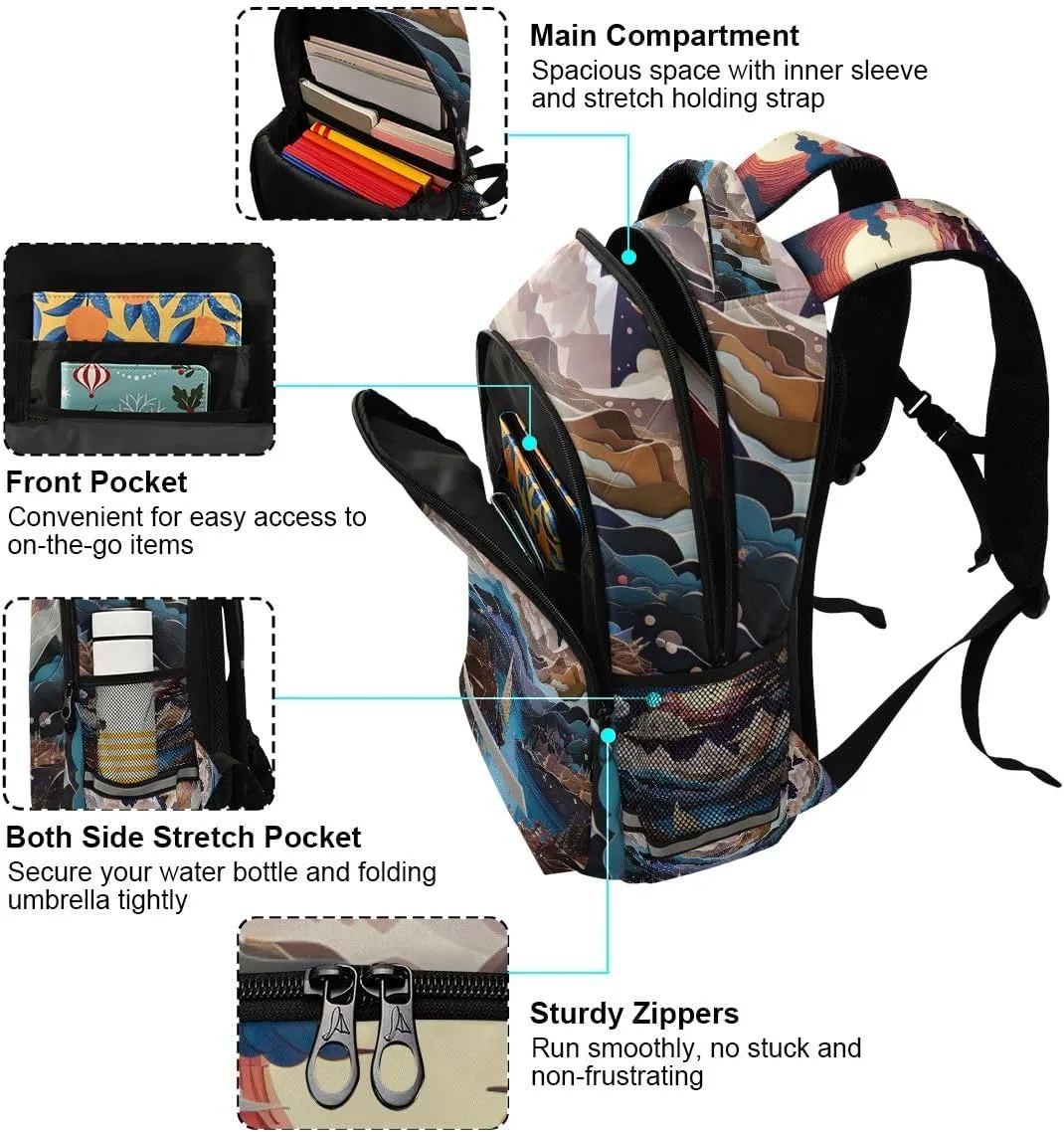 ODAWA Lake Oriental Mountains School Backpack for Boys 8 to 10 Years Old, Kids Backpack Purses for Girls 10-12