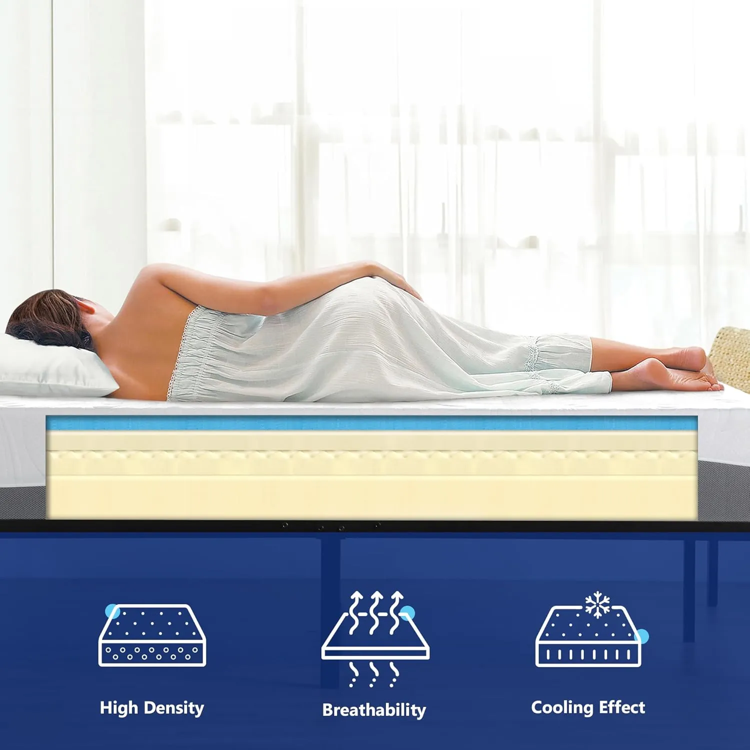 Olee Sleep Twin Mattress, 10 Inch Gel Memory Foam Mattress, Gel Infused for Comfort and Pressure Relief, CertiPUR-US Certified, Bed-in-a-Box, Medium Firm, Grey, Twin Size
