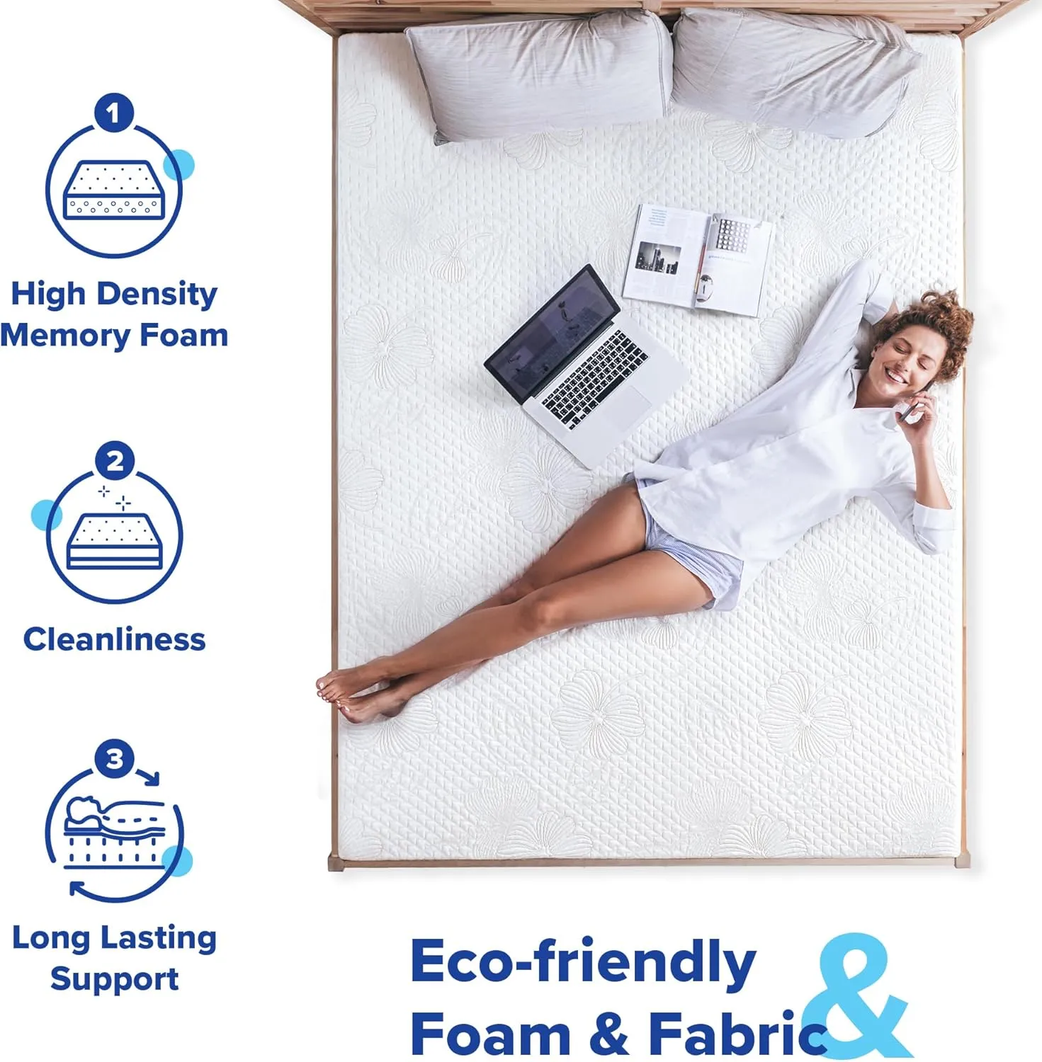 Olee Sleep Twin Mattress, 10 Inch Gel Memory Foam Mattress, Gel Infused for Comfort and Pressure Relief, CertiPUR-US Certified, Bed-in-a-Box, Medium Firm, Grey, Twin Size