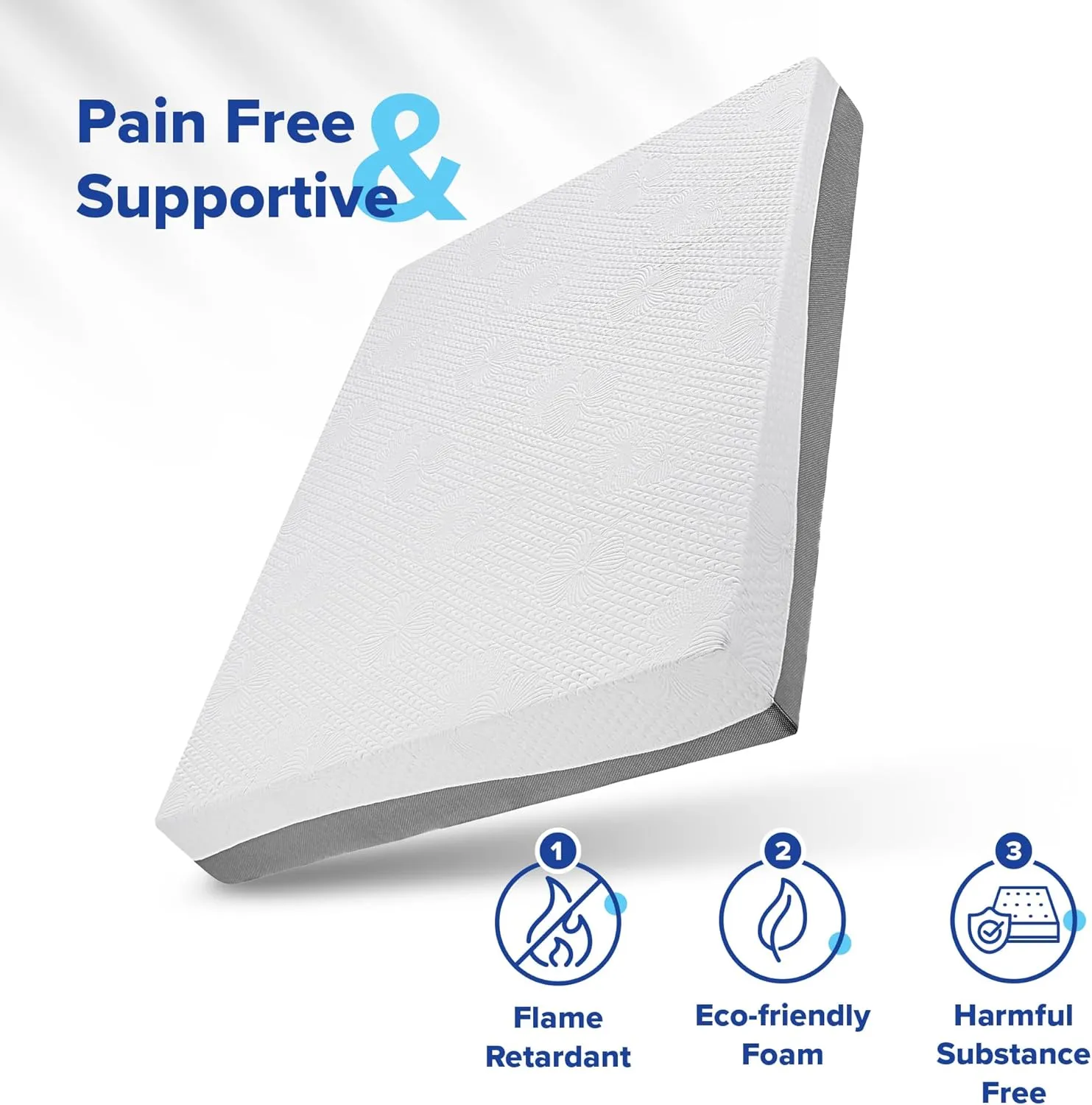 Olee Sleep Twin Mattress, 10 Inch Gel Memory Foam Mattress, Gel Infused for Comfort and Pressure Relief, CertiPUR-US Certified, Bed-in-a-Box, Medium Firm, Grey, Twin Size