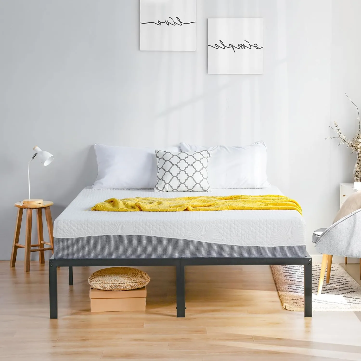 Olee Sleep Twin Mattress, 10 Inch Gel Memory Foam Mattress, Gel Infused for Comfort and Pressure Relief, CertiPUR-US Certified, Bed-in-a-Box, Medium Firm, Grey, Twin Size