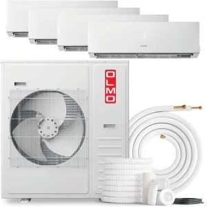 OLMO 36,000 BTU Quad Zone 9000   9000   9000   9000 BTU Wall Mount Ductless Mini Split A/C and Heater with 16ft Installation Kits
