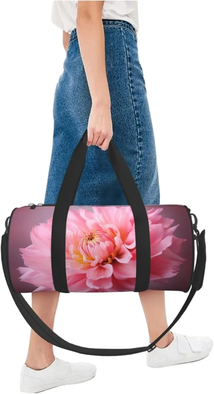 One pink flower Travel Duffle Bag for Men Women Sport Gym Bag Foldable Weekender Bag Carry on Overnight Bag for Travel Swimming Basketball