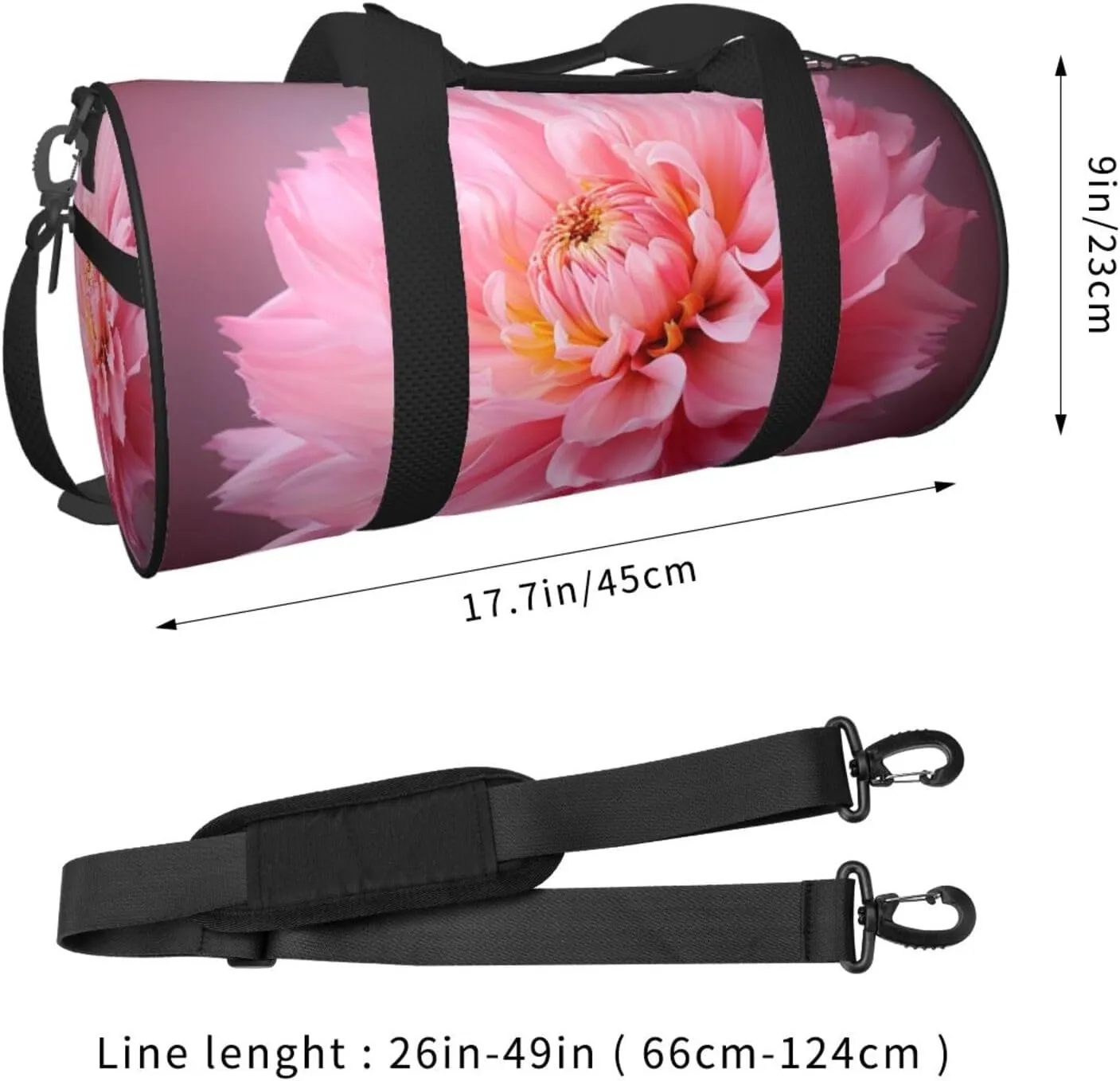 One pink flower Travel Duffle Bag for Men Women Sport Gym Bag Foldable Weekender Bag Carry on Overnight Bag for Travel Swimming Basketball