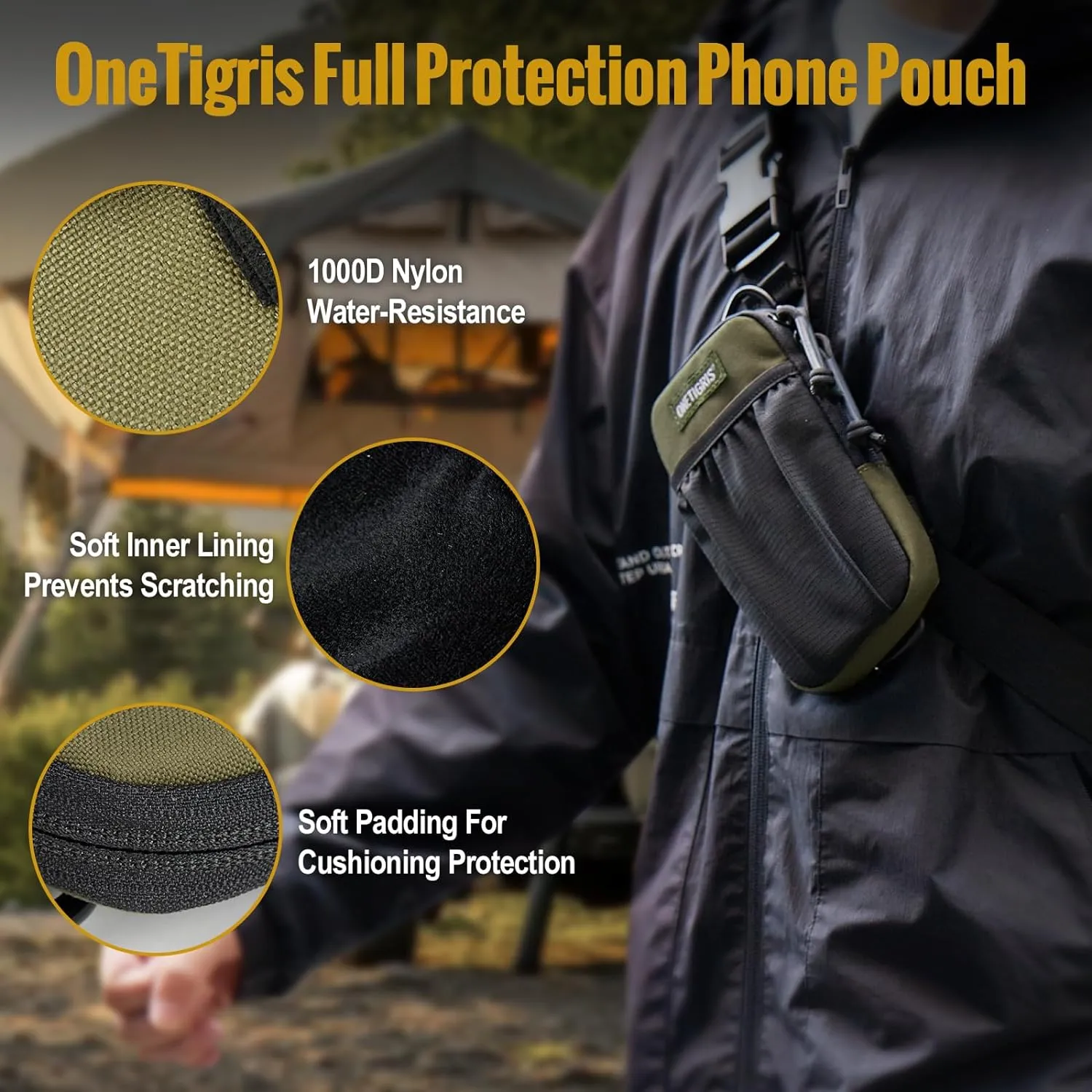 OneTigris Cell Phone Holster - Phone Belt Holder Molle Phone Pouch for Belt with Loop, Holds 4.7"-6.5" Phones in Black