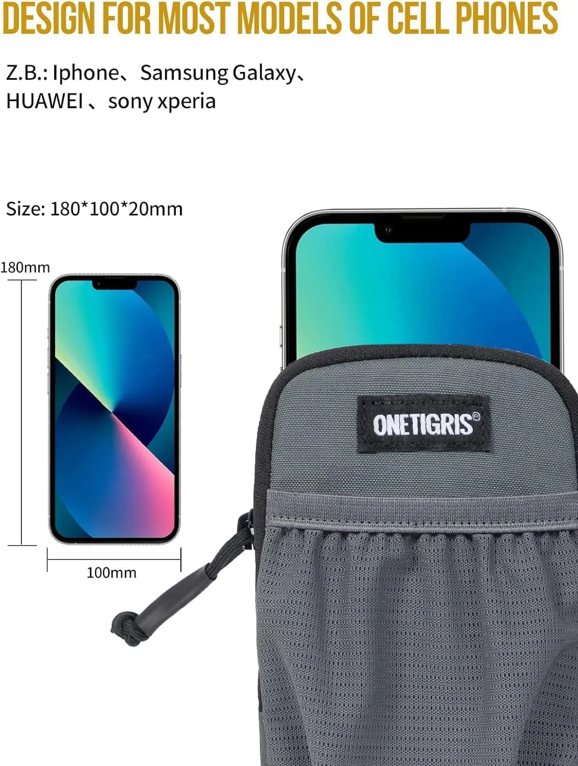 OneTigris Cell Phone Holster - Phone Belt Holder Molle Phone Pouch for Belt with Loop, Holds 4.7"-6.5" Phones in Black