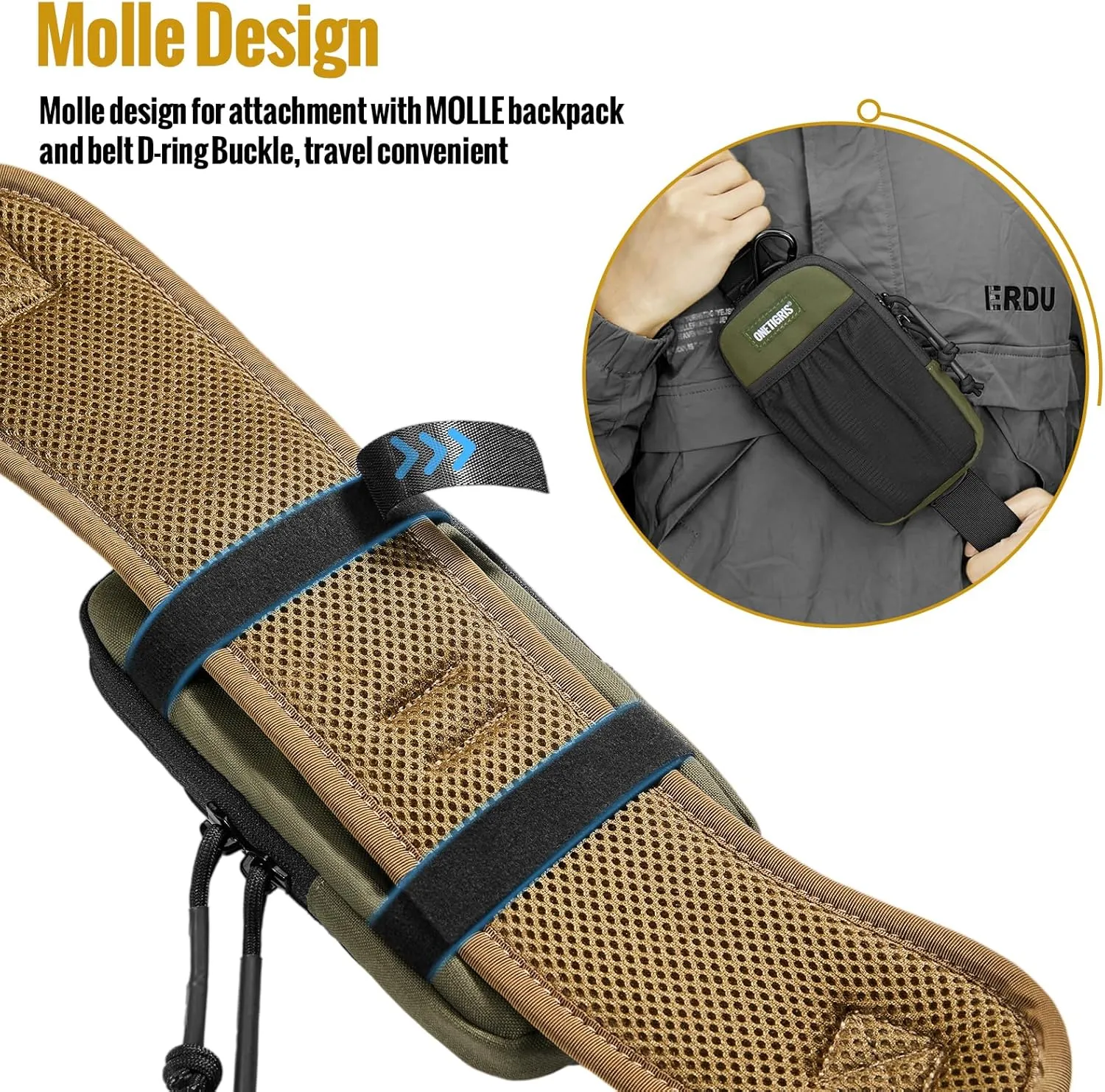 OneTigris Cell Phone Holster - Phone Belt Holder Molle Phone Pouch for Belt with Loop, Holds 4.7"-6.5" Phones in Black
