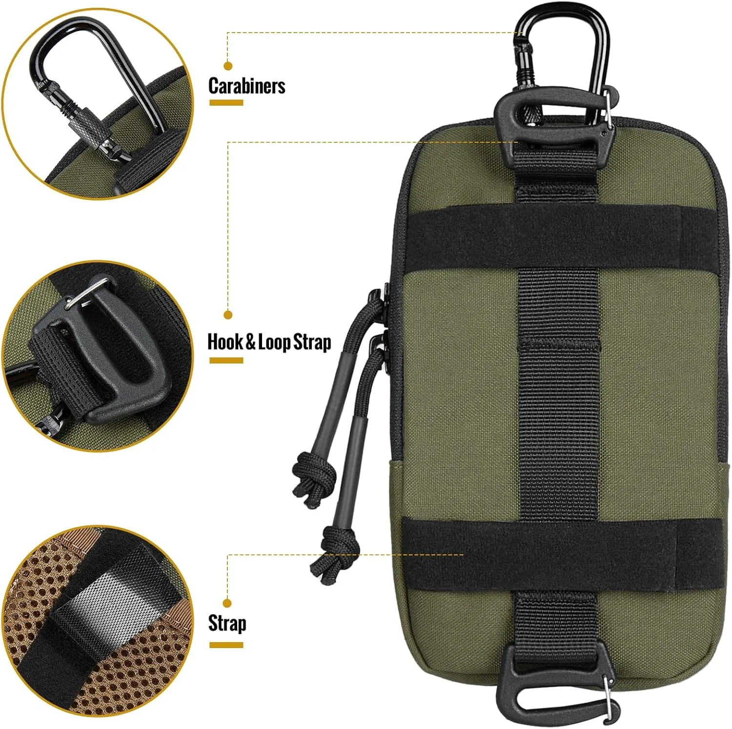 OneTigris Cell Phone Holster - Phone Belt Holder Molle Phone Pouch for Belt with Loop, Holds 4.7"-6.5" Phones in Black