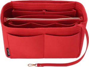 OPPOSHE Purse Organizer Insert for Handbags, Softened Felt Bag Insert Organizer for Tote, Compatible with LV, Coach, MK, Kate Spade, Goyard, Longchamp (Red, Medium)