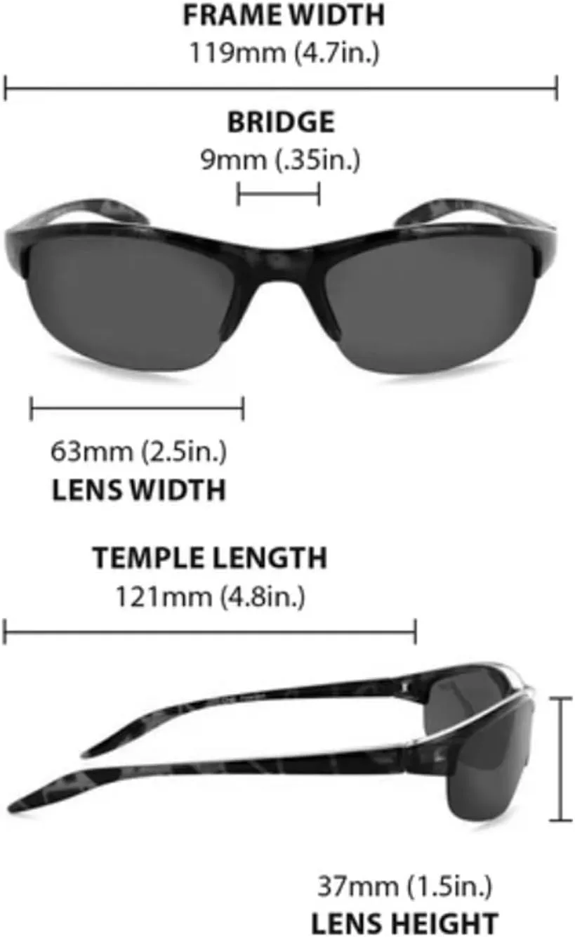 Optic Nerve Unisex Alpine Polarized Sunglasses | Lightweight Half-Frame UV Protection Sport Shades for Outdoor Activities