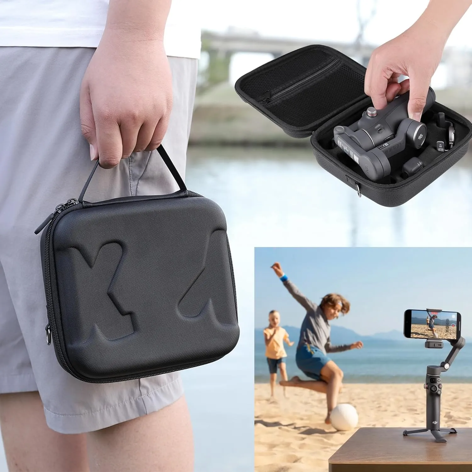 Osmo Mobile 7P Case, PU Leather Portable Shoulder Bag Storage for DJI Osmo Mobile 7 Pro/7 Gimbal Stabilizer and Accessories