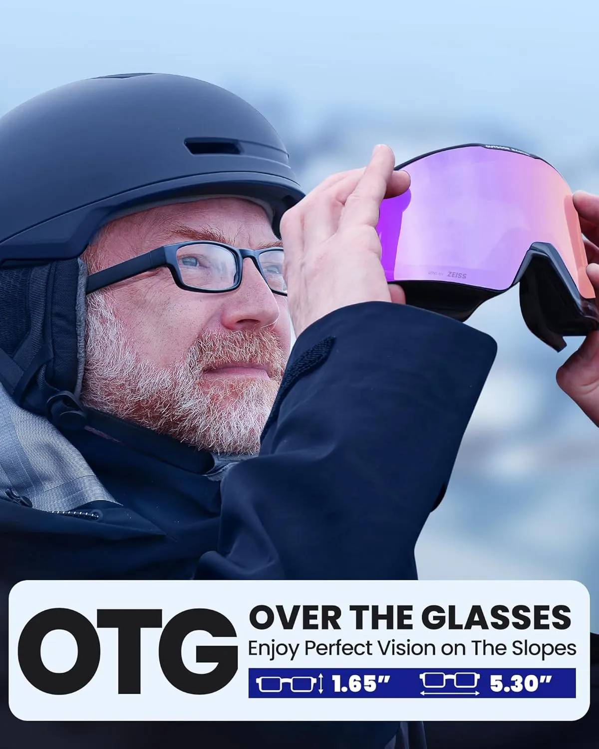 OutdoorMaster Falcon Ski Goggles Lens by ZEISS, OTG Snowboard Goggles Anti-fog, Magnetic Interchangeable Lens, Snow Goggles