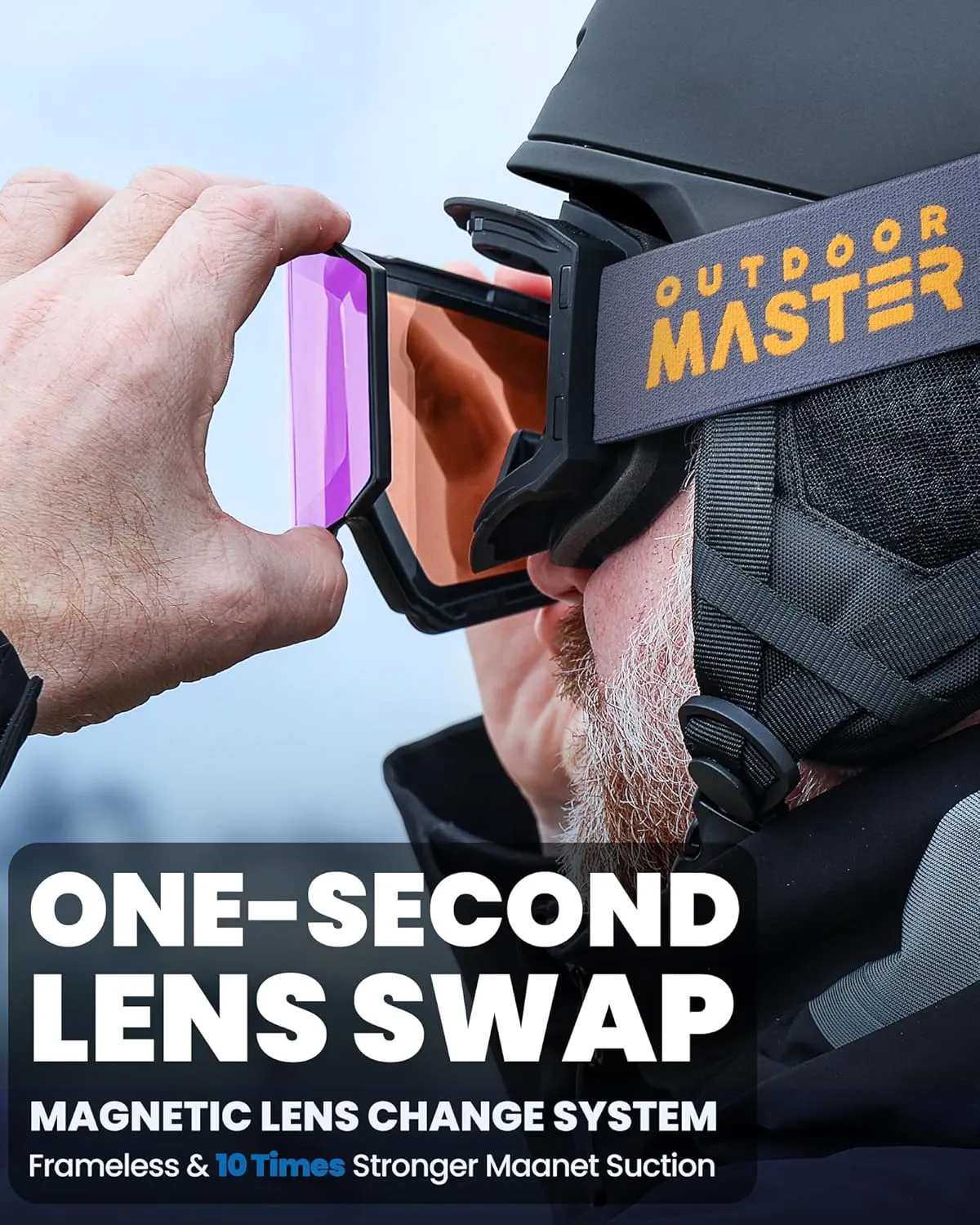 OutdoorMaster Falcon Ski Goggles Lens by ZEISS, OTG Snowboard Goggles Anti-fog, Magnetic Interchangeable Lens, Snow Goggles