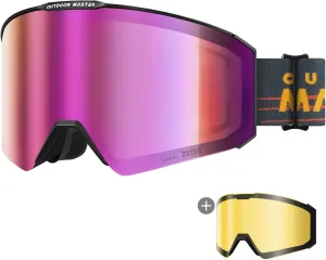 OutdoorMaster Falcon Ski Goggles Lens by ZEISS, OTG Snowboard Goggles Anti-fog, Magnetic Interchangeable Lens, Snow Goggles