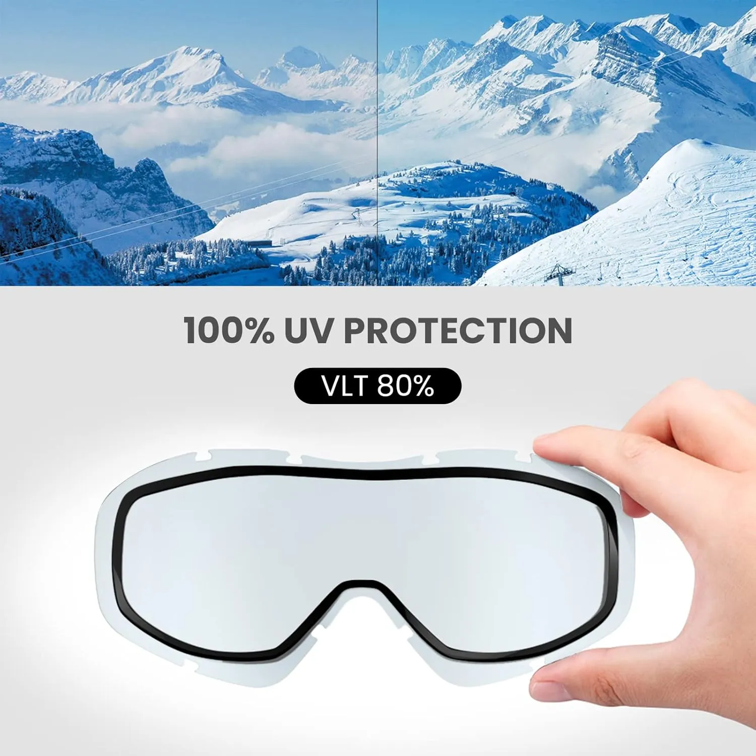 OutdoorMaster OTG Ski Goggles - Over Glasses Ski/Snowboard Goggles for Men, Women & Youth - 100% UV Protection