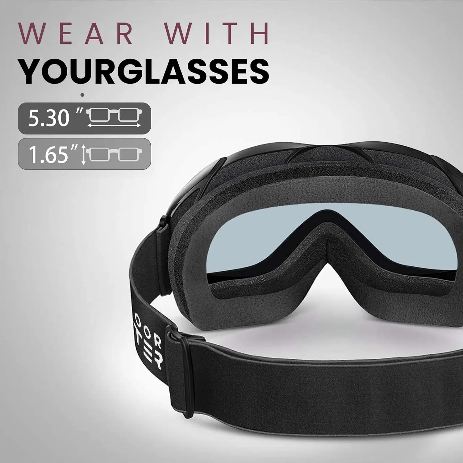 OutdoorMaster OTG Ski Goggles - Over Glasses Ski/Snowboard Goggles for Men, Women & Youth - 100% UV Protection