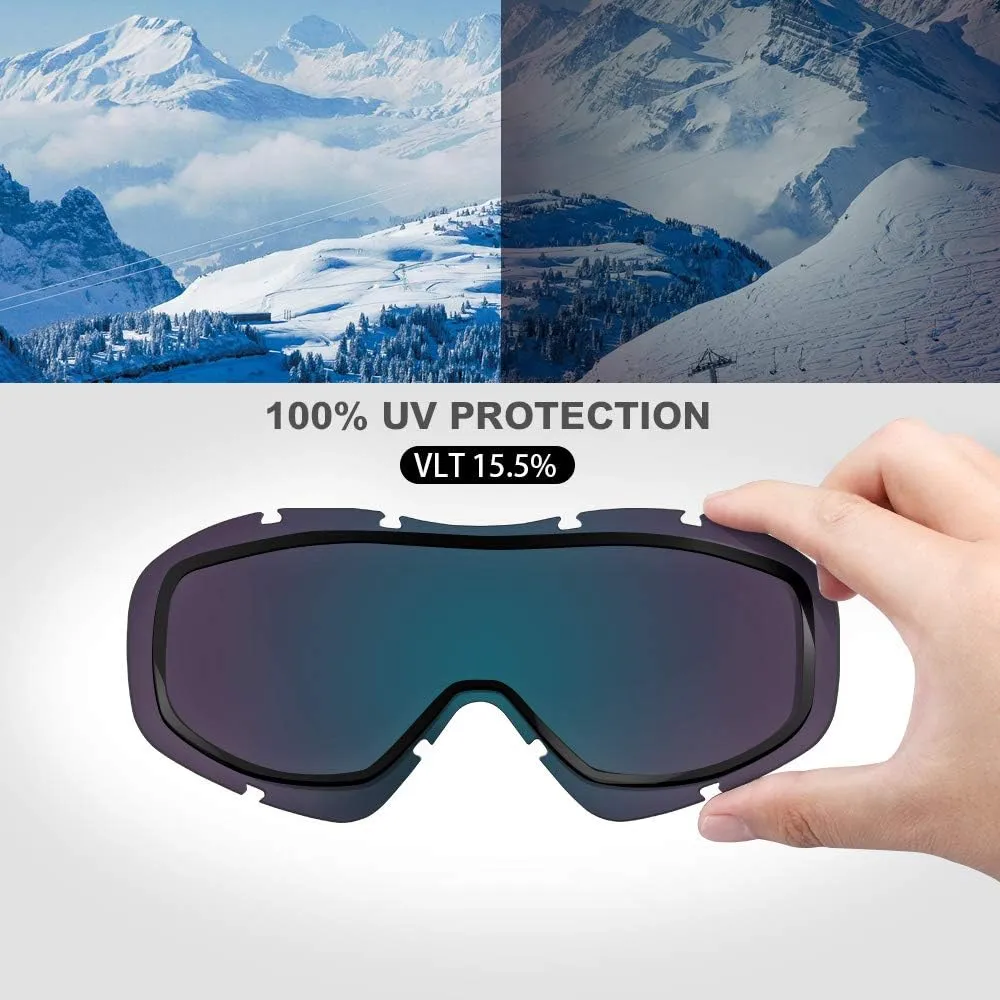 OutdoorMaster OTG Ski Goggles - Over Glasses Ski/Snowboard Goggles for Men, Women & Youth - 100% UV Protection