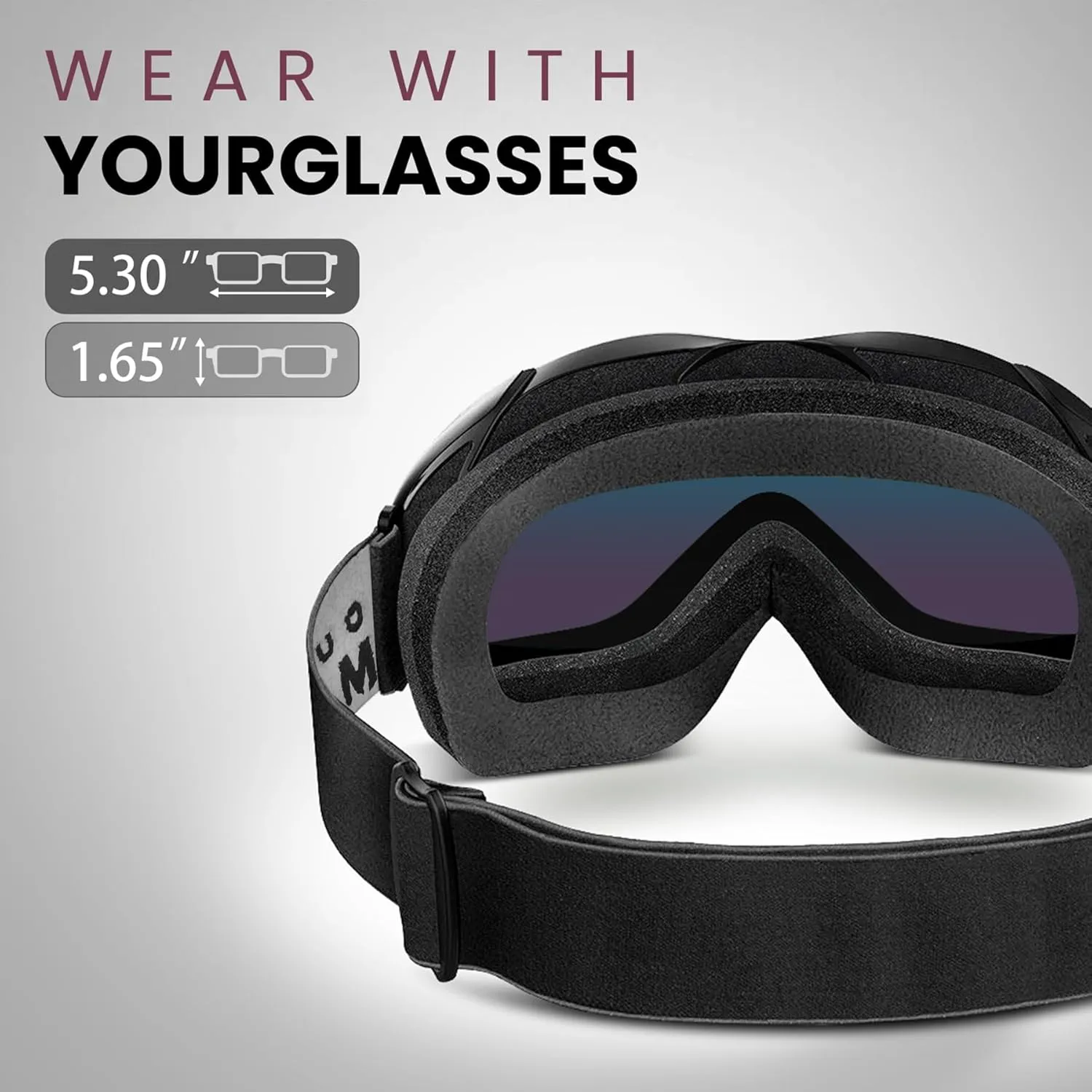 OutdoorMaster OTG Ski Goggles - Over Glasses Ski/Snowboard Goggles for Men, Women & Youth - 100% UV Protection