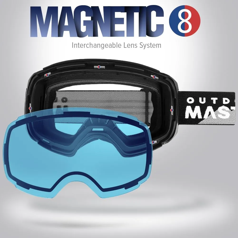 OutdoorMaster Ski Goggles PRO - Frameless, Interchangeable Lens 100% UV400 Protection Snow Goggles for Men & Women