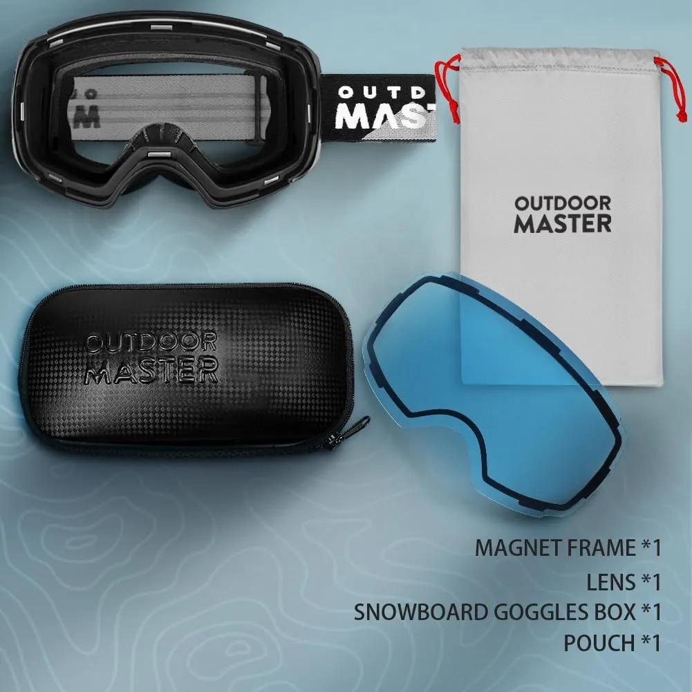 OutdoorMaster Ski Goggles PRO - Frameless, Interchangeable Lens 100% UV400 Protection Snow Goggles for Men & Women