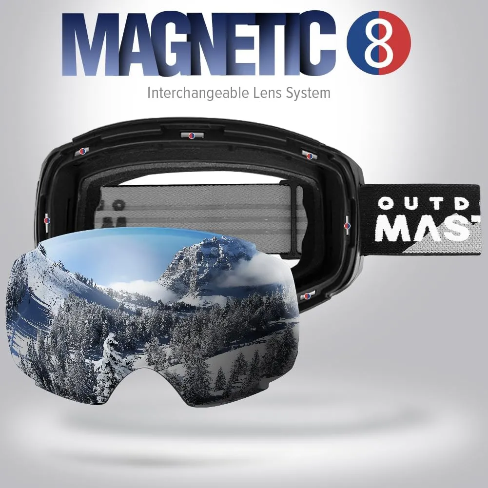 OutdoorMaster Ski Goggles PRO - Frameless, Interchangeable Lens 100% UV400 Protection Snow Goggles for Men & Women