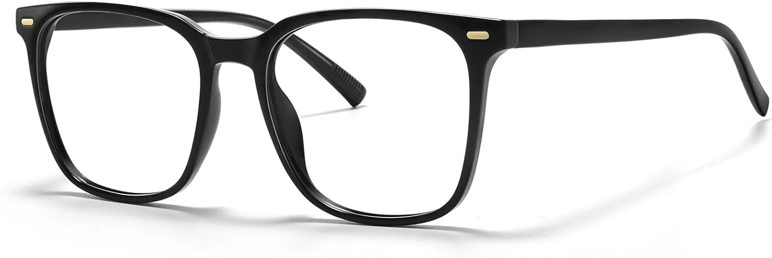 Oversized Square Blue Light Blocking Glasses for Women Men, Anti-Fatigue Computer Monitor Gaming Glasses Reduce Eye Strain(Black)