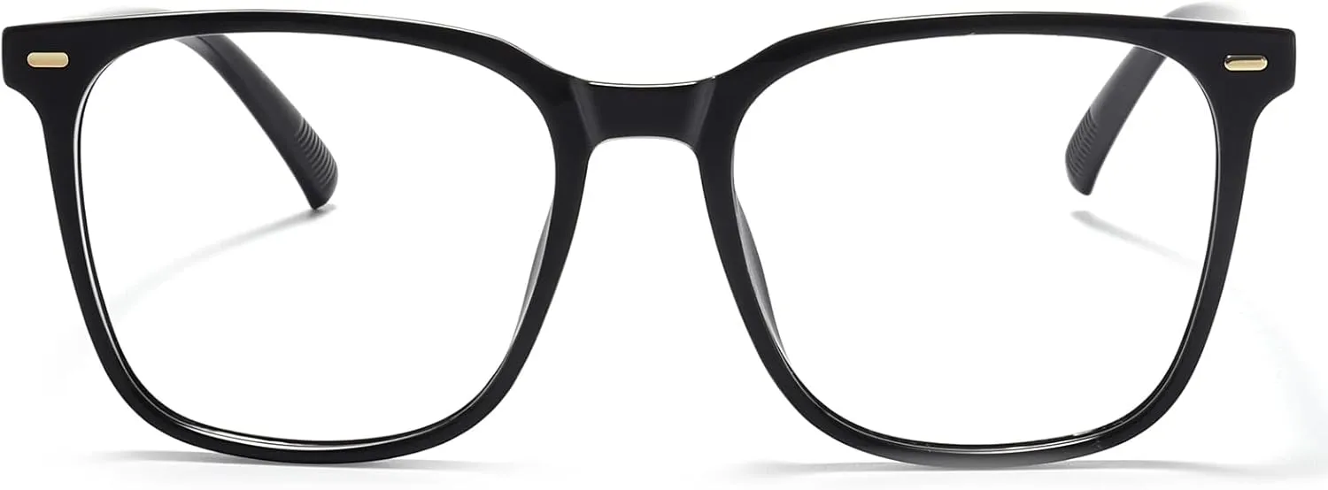 Oversized Square Blue Light Blocking Glasses for Women Men, Anti-Fatigue Computer Monitor Gaming Glasses Reduce Eye Strain(Black)