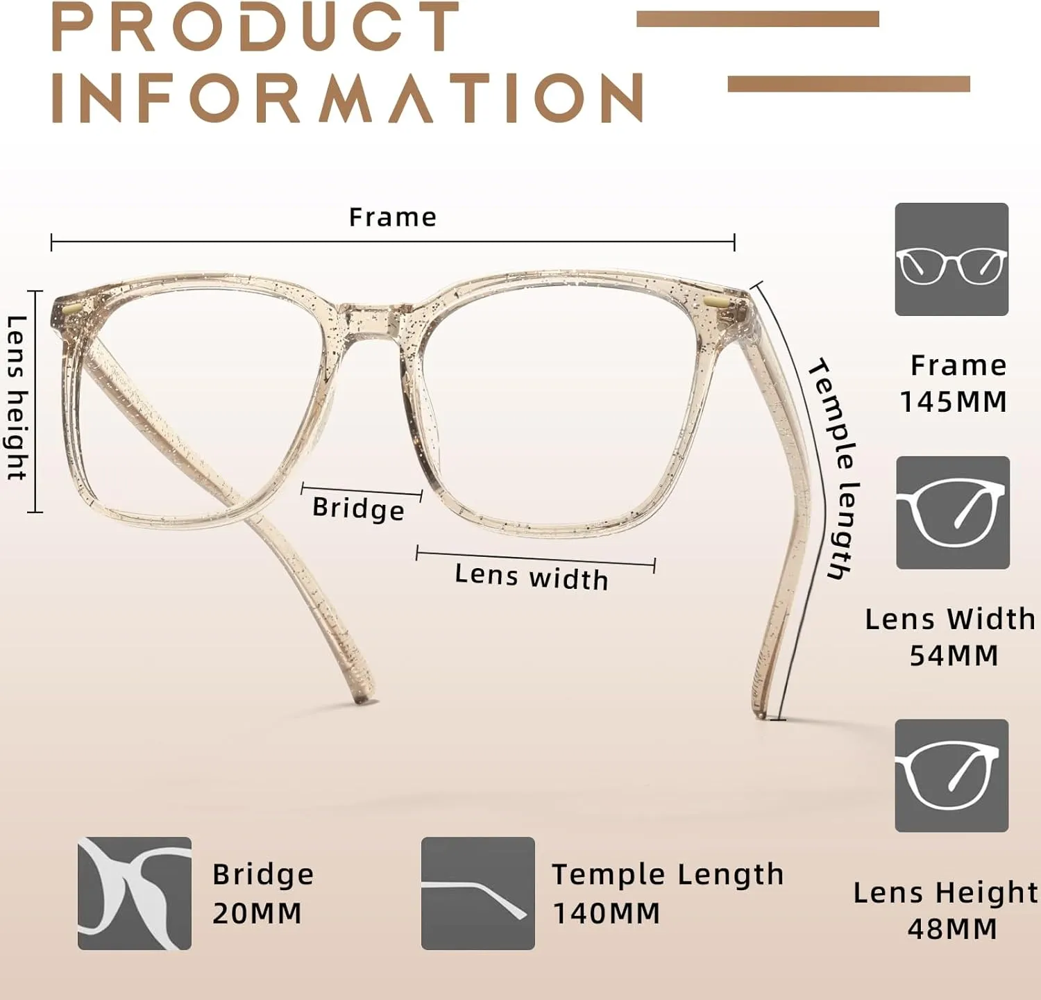 Oversized Square Blue Light Blocking Glasses for Women Men, Anti-Fatigue Computer Monitor Gaming Glasses Reduce Eye Strain(Pearl Champagne)