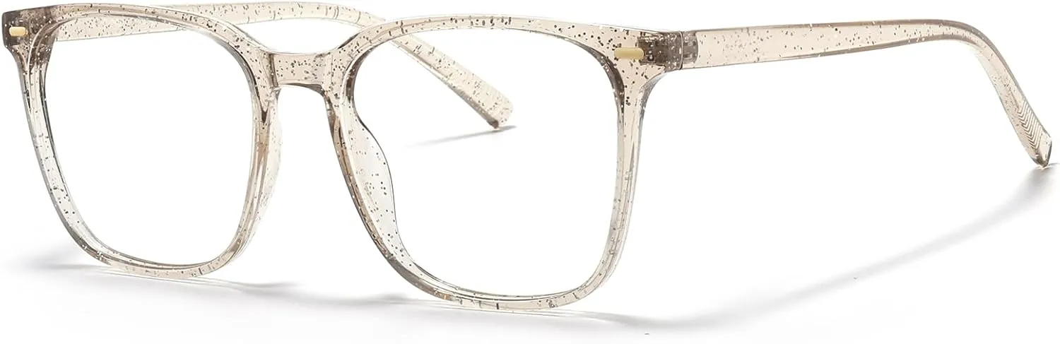 Oversized Square Blue Light Blocking Glasses for Women Men, Anti-Fatigue Computer Monitor Gaming Glasses Reduce Eye Strain(Pearl Champagne)