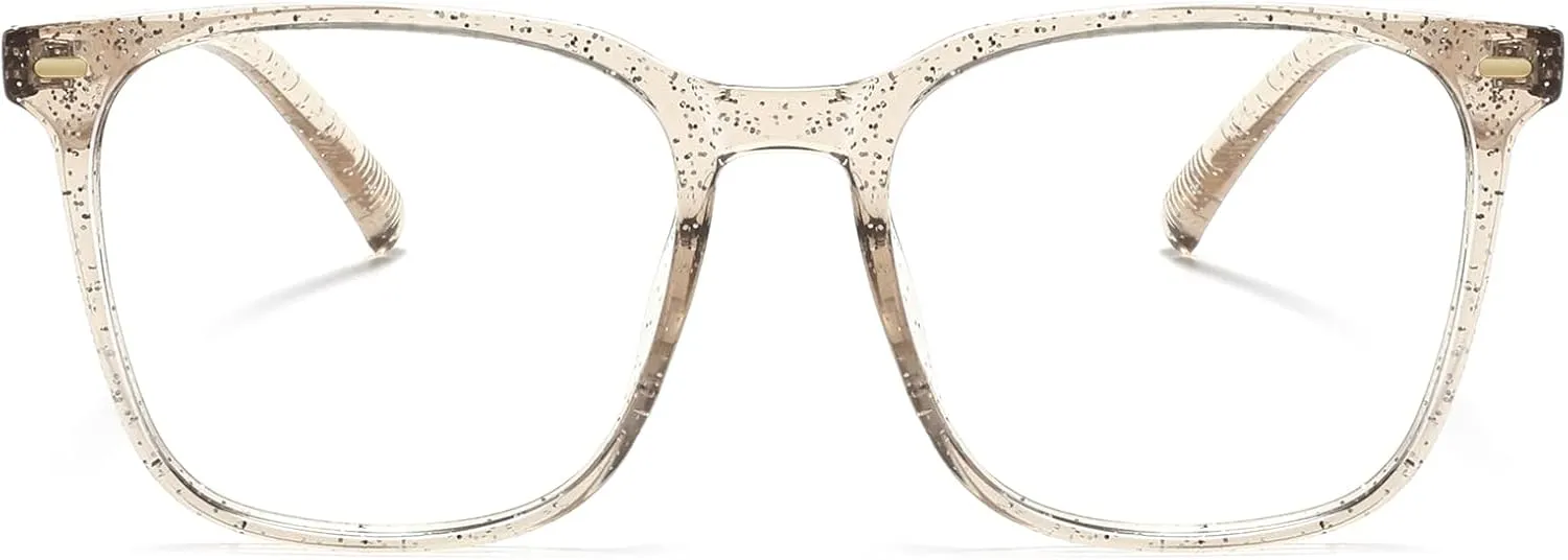 Oversized Square Blue Light Blocking Glasses for Women Men, Anti-Fatigue Computer Monitor Gaming Glasses Reduce Eye Strain(Pearl Champagne)