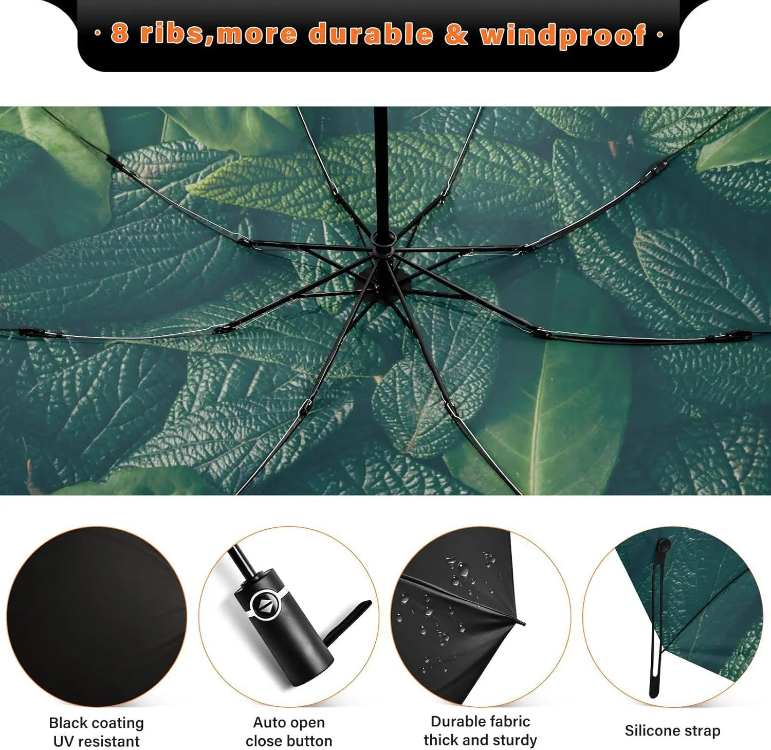 Oyihfvs Automatic Umbrella, Folding Umbrella Reinforced Anti-UV Sun rain Auto Open/Close