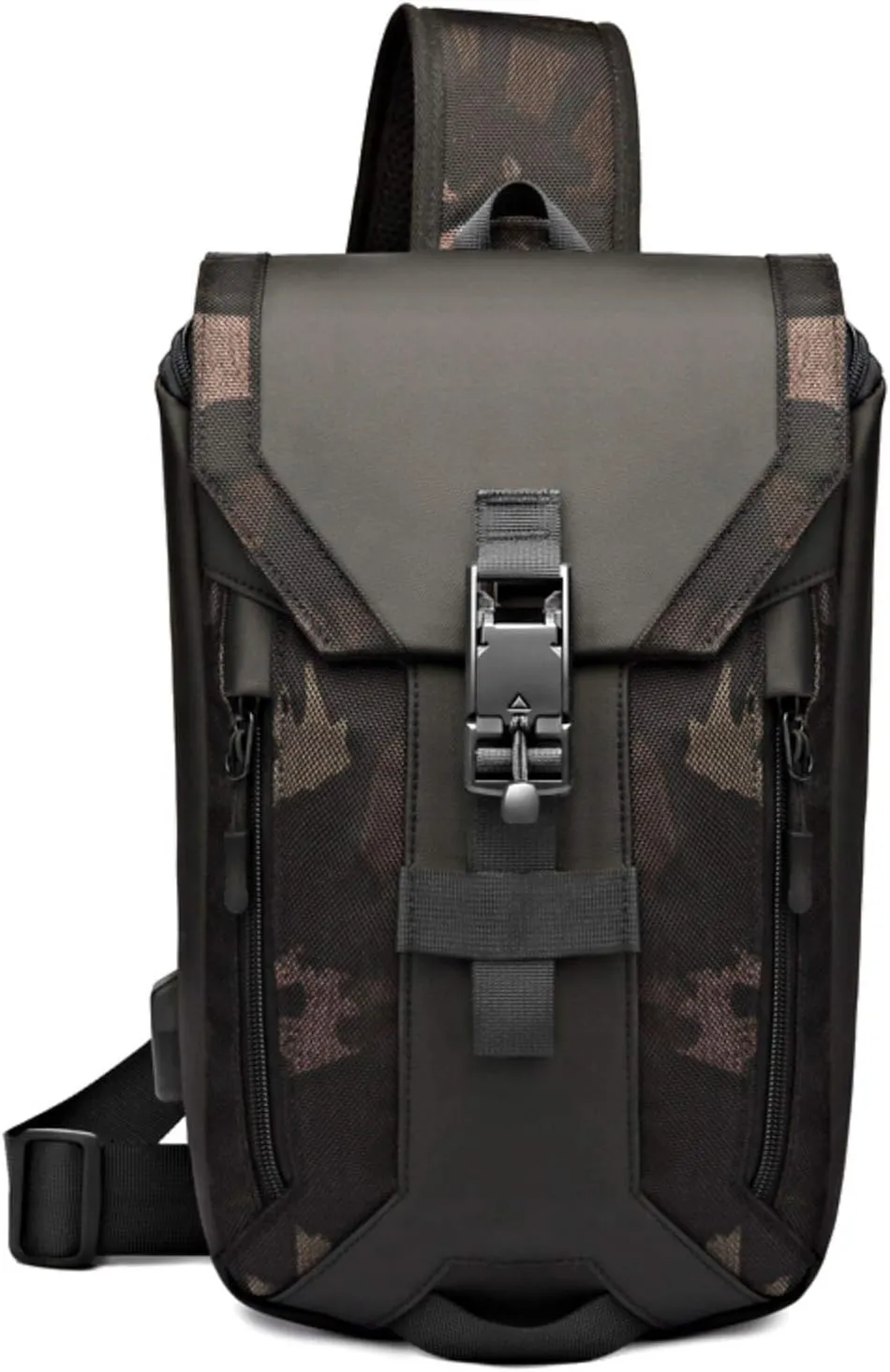 OZUKO Sling Backpack USB Anti-Theft Men'S Chest Bag Casual Shoulder Bag（Camouflage）