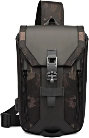 OZUKO Sling Backpack USB Anti-Theft Men'S Chest Bag Casual Shoulder Bag（Camouflage）
