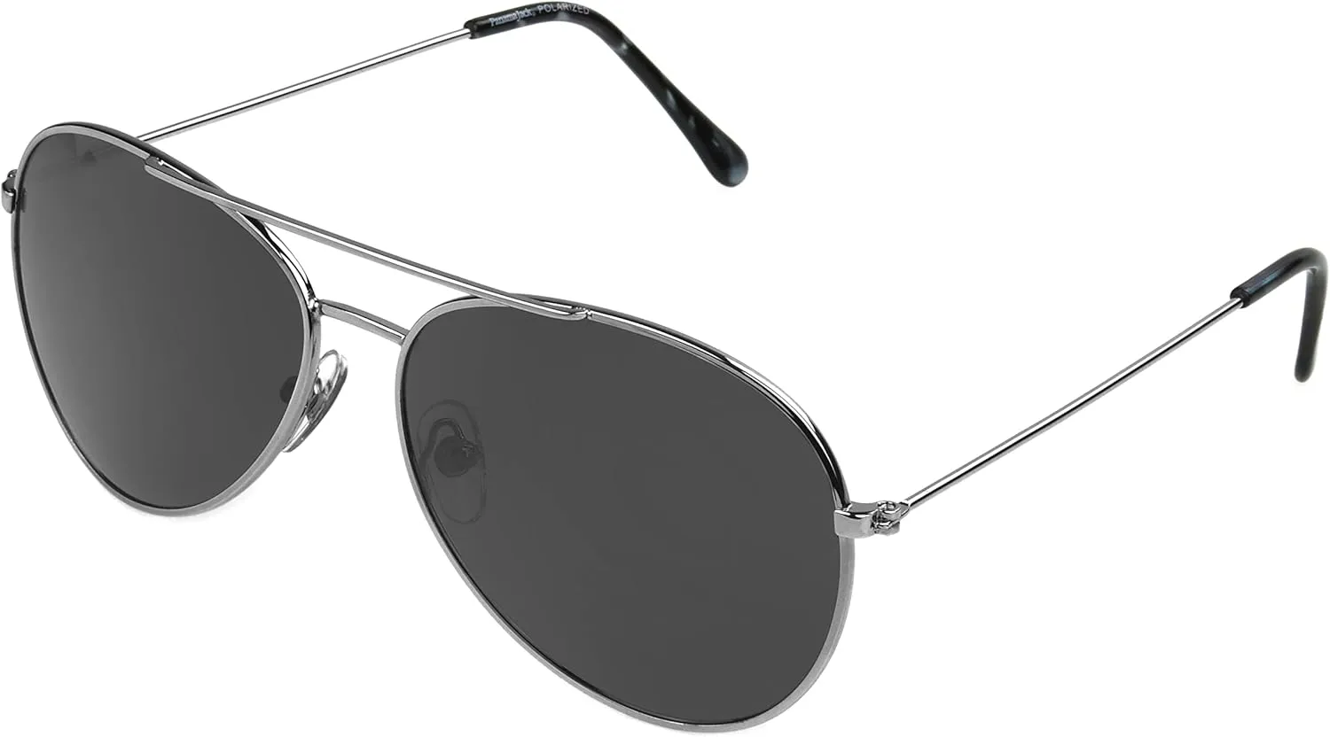 Panama Jack Men's Polarized Smoke Aviator Sunglasses, Shiny Gunmetal, 57