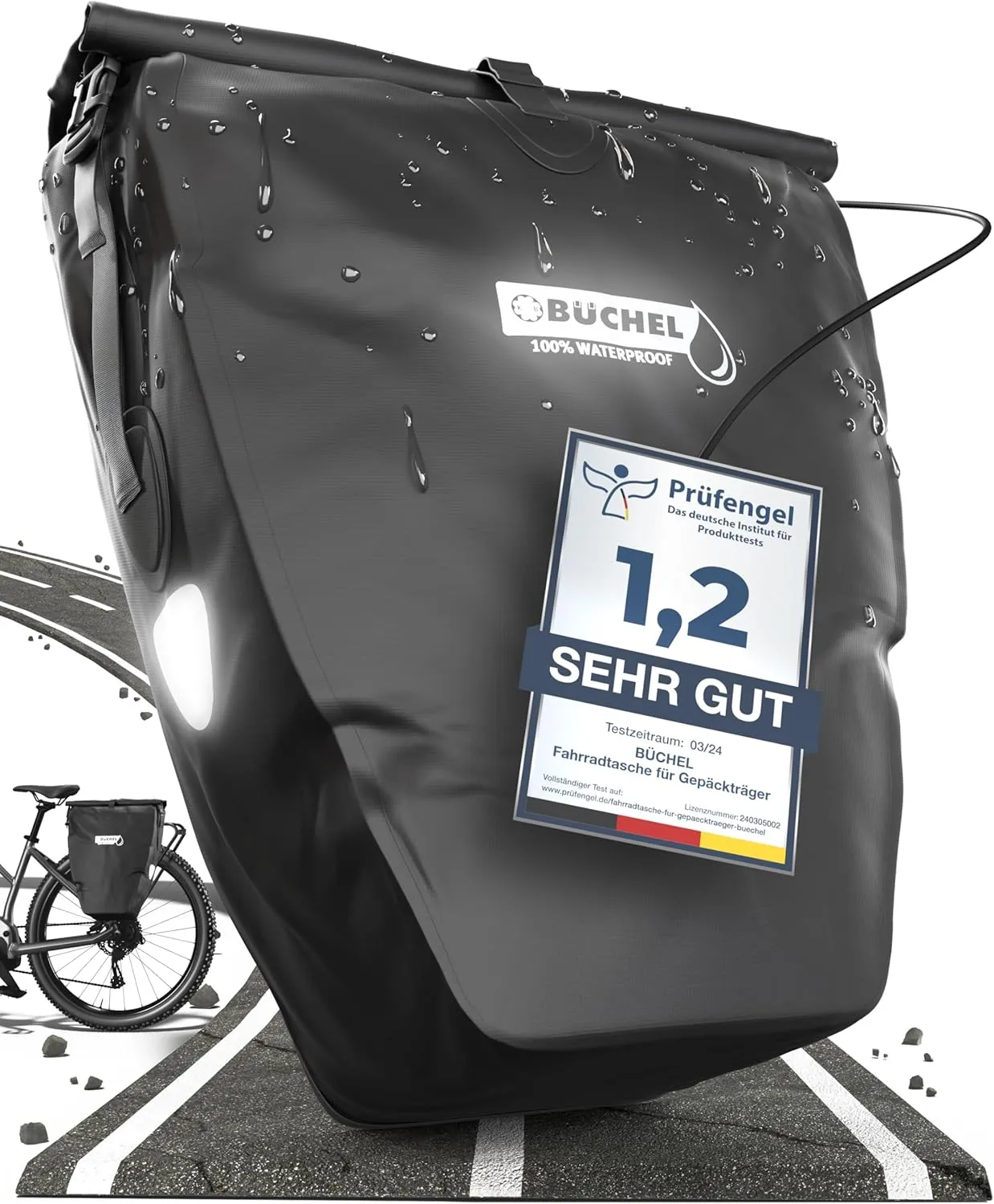 Pannier Rack Bag 26L Volume I Large Capacity Bike Bag 100% Waterproof, Bicycle Panniers Rear Rack Bag for Grocery Touring Cycling I Big Rear Bag, Bike Saddle Bag, Commuter Long Cycling Trip