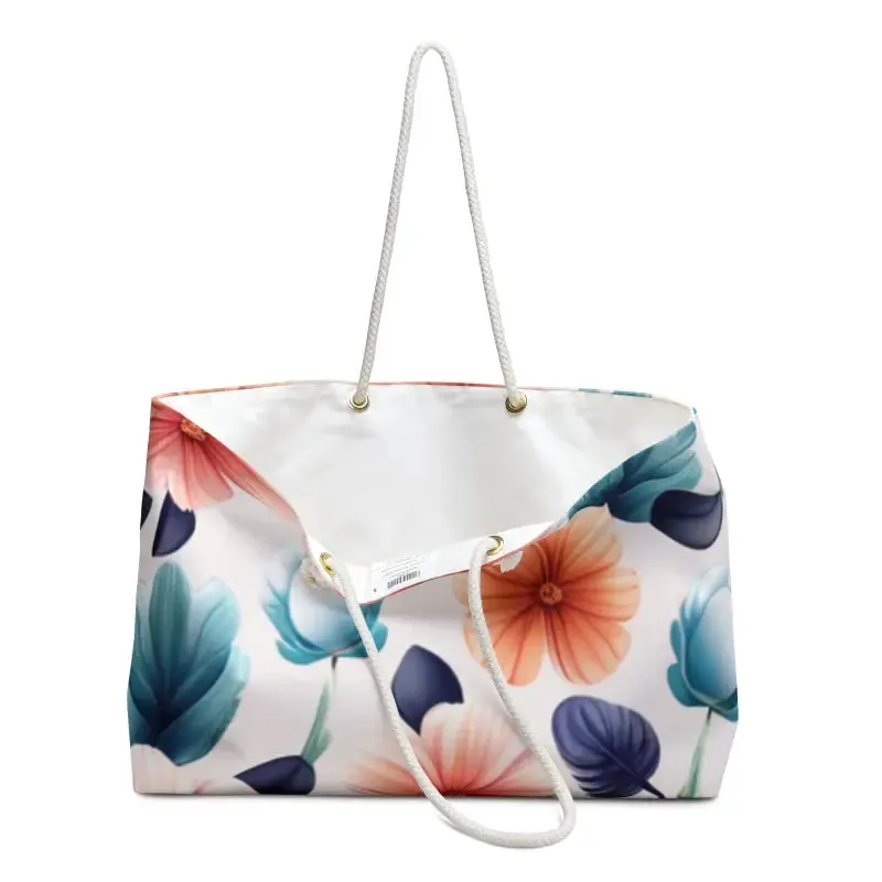 Pastel Flowers Oversized Polyester Weekender Bag