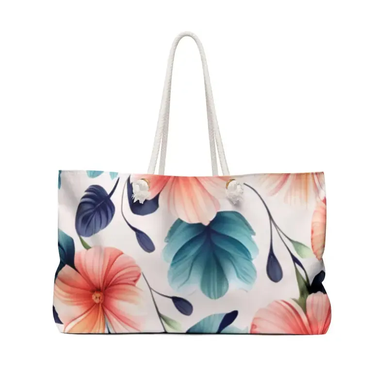Pastel Flowers Oversized Polyester Weekender Bag