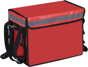 PATIKIL Pizza Delivery Bag, Red, 16.5"x11.4"x11.8", 32L Insulated Food Bag with Divider, Hook & Loop Closure, Shoulder Strap