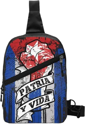 Patria Y Vida Viva Cuba Libre Flag Packable Crossbody Bag Portable Sling Bags Foldable Travel Daypack Reusable Sports Shoulder Backpack Diagonally Chest Bag for Workout