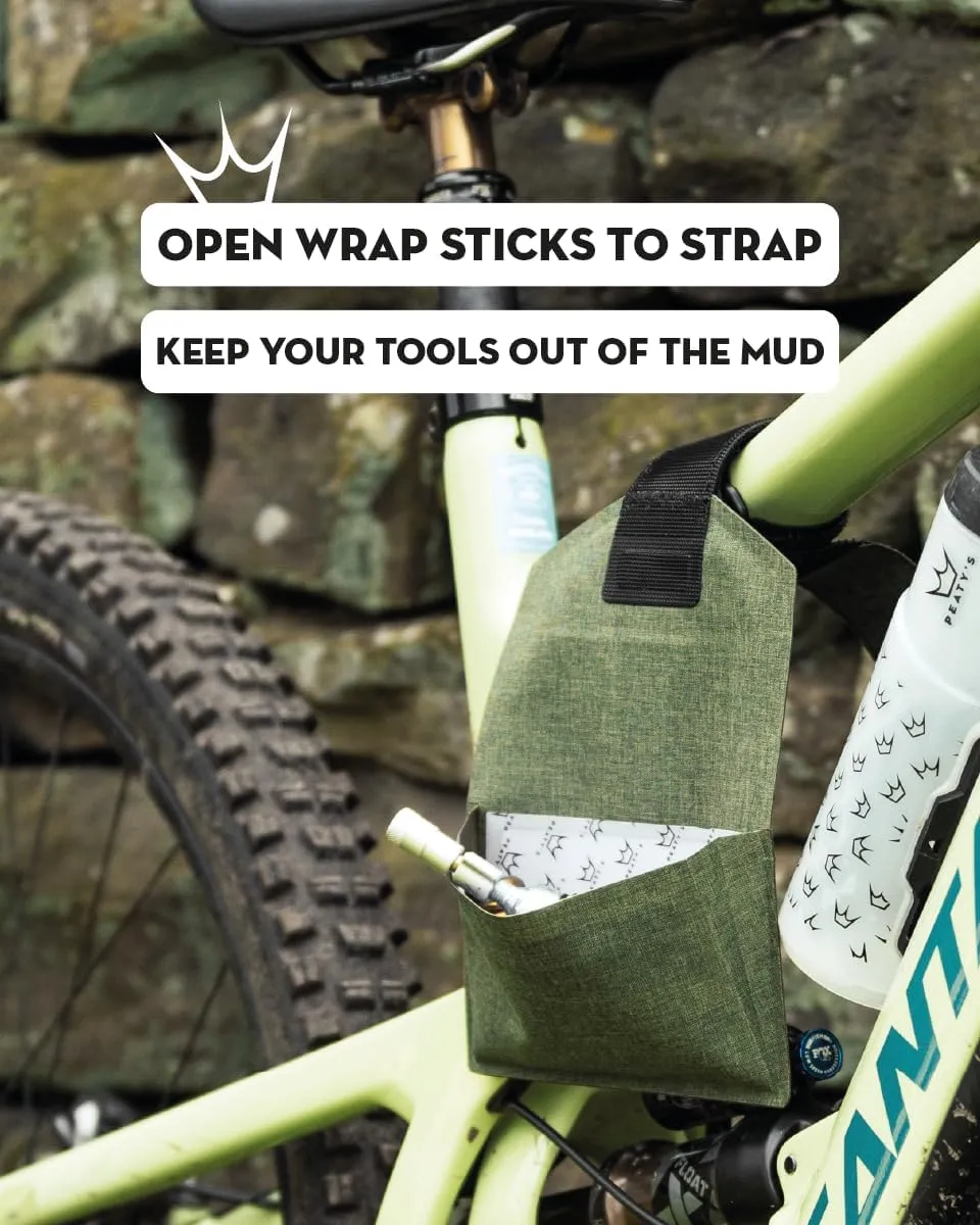 Peaty's Holdfast Trail Tool Wrap - Super Secure, No Slip or Rattle, Modular Design, Waterproof, Storage Frame Bag with Zip Pouch Pocket, Fits Anywhere, for MTB Road Gravel Ebike Mountain Bike - Grey