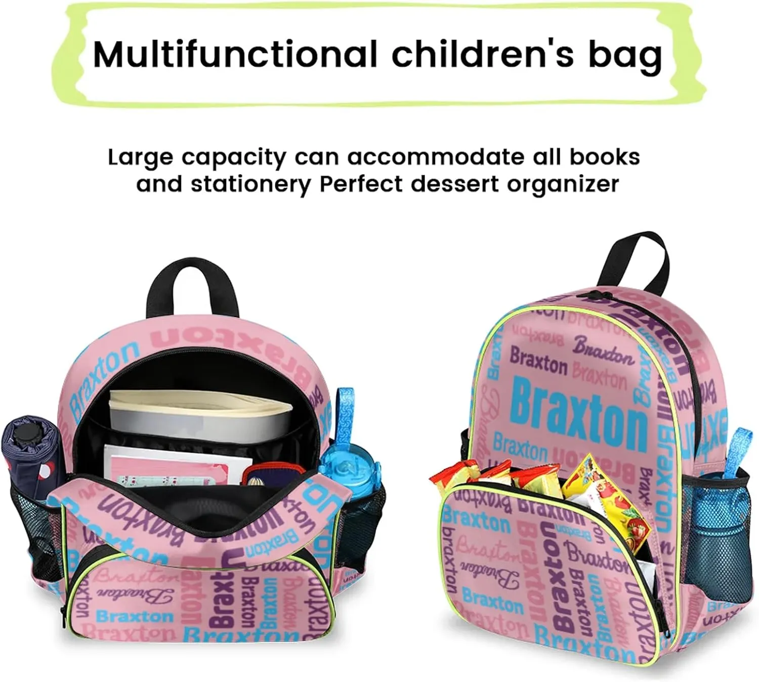 Personalized Backpacks with Name Customized Shoulder Bag Gifts for Women Men Waterproof Travel Casual Backpack 14.2in, Pink