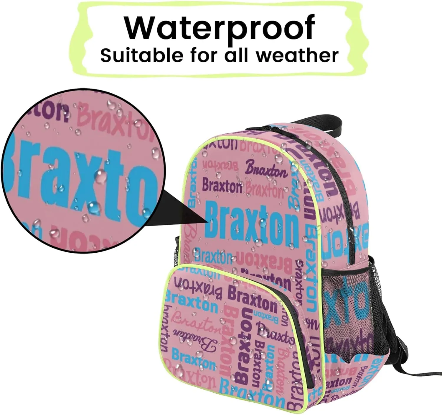 Personalized Backpacks with Name Customized Shoulder Bag Gifts for Women Men Waterproof Travel Casual Backpack 14.2in, Pink