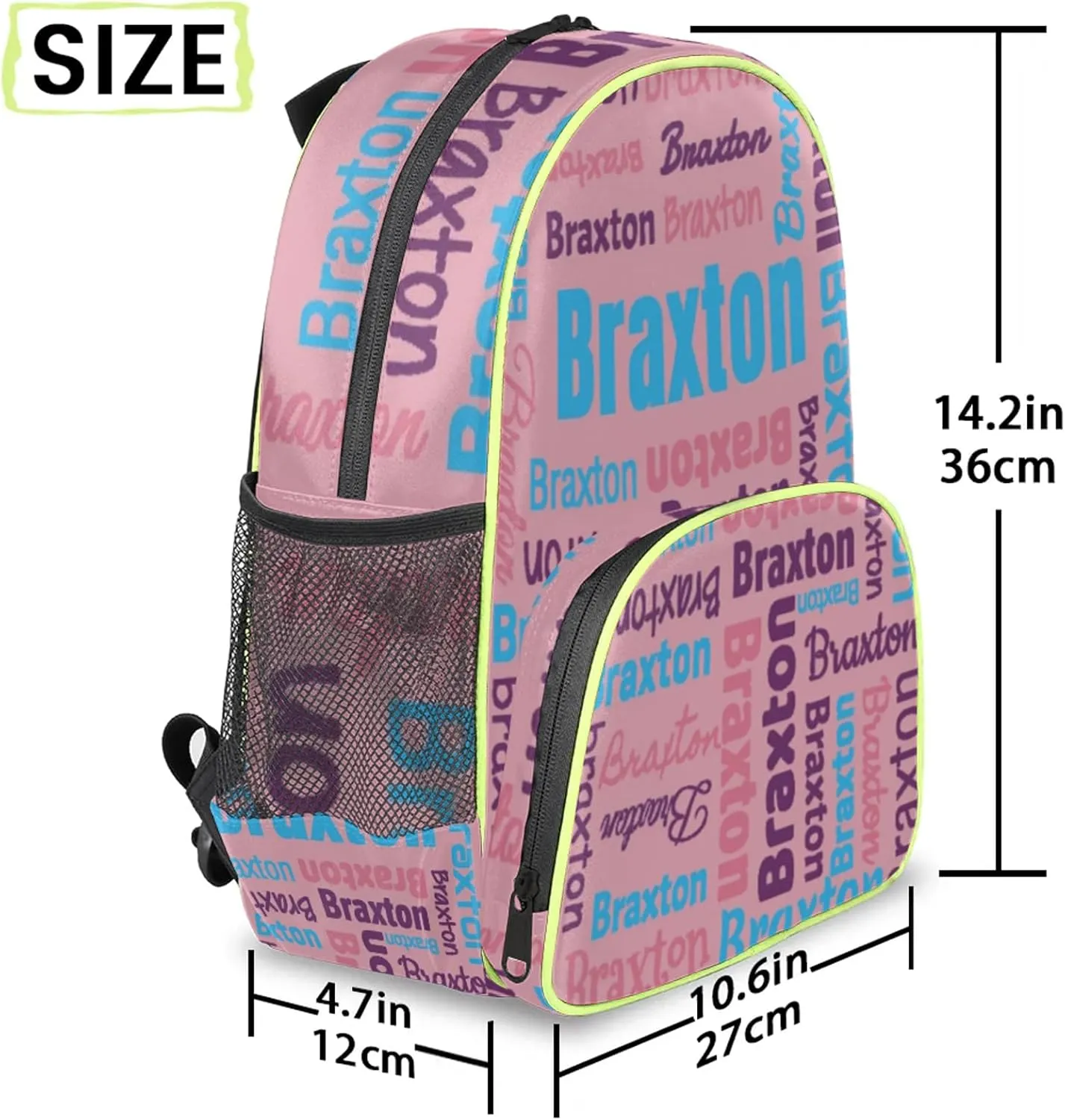 Personalized Backpacks with Name Customized Shoulder Bag Gifts for Women Men Waterproof Travel Casual Backpack 14.2in, Pink
