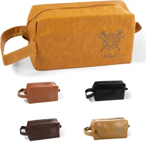 Personalized Firefighter Toiletry Bag - Leather Travel Toiletry Bag with Handle, Firefighter Gifts for Men