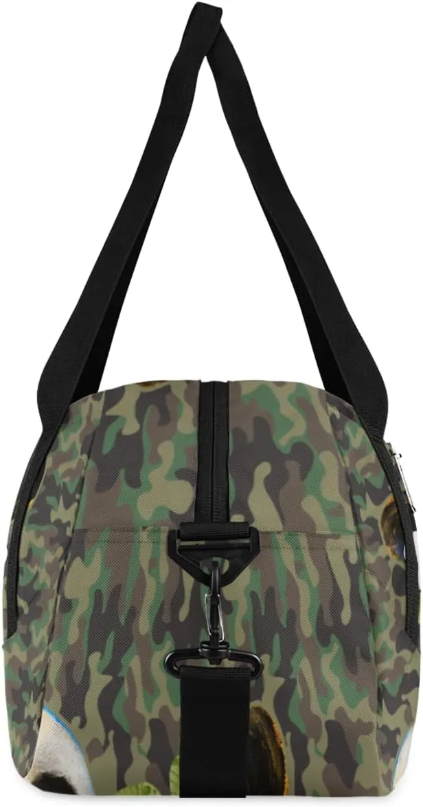Personalized Kids Duffel Bag Camouflage Cow Sunflower,Custom Sport Gym Bag for Boys Girls,WWeekender Overnight Bags Travel Duffel Bag,Customized Kids Gift