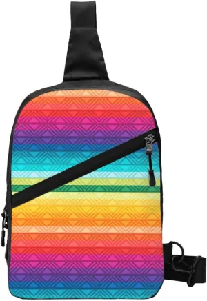 Peru Peruvian LGBT Rainbow Pride Flag Crossbody Bag Portable Sling Bags Foldable Chest Daypack Reusable Sports Shoulder Backpack Diagonally Casual Rucksack Travel Bag