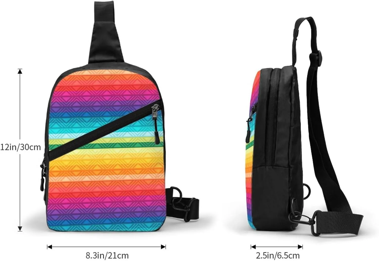 Peru Peruvian LGBT Rainbow Pride Flag Crossbody Bag Portable Sling Bags Foldable Chest Daypack Reusable Sports Shoulder Backpack Diagonally Casual Rucksack Travel Bag